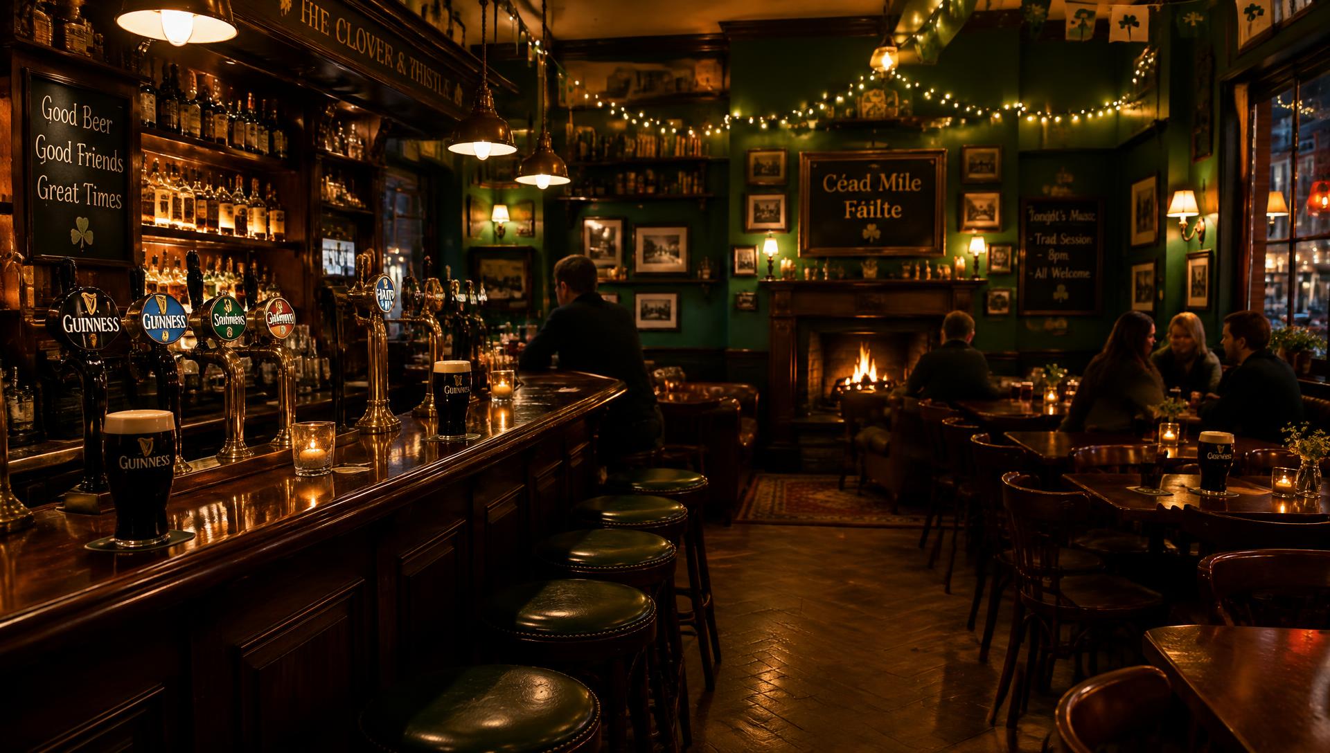 Warm Irish pub interior